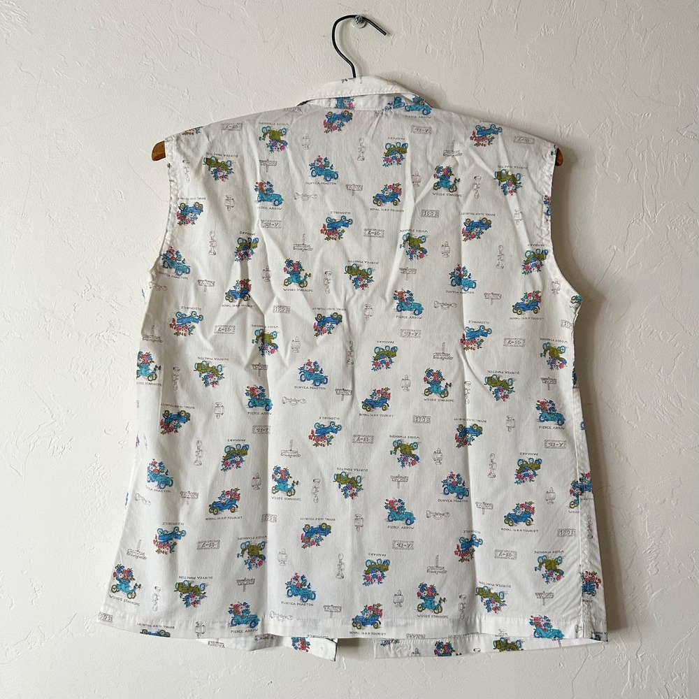 50s Antique Car Print Sleeveless shirt - Picture 2 of 4